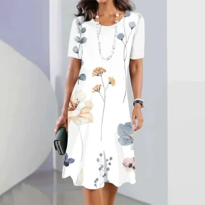2024 New Botanical & Flower Print Women's Dresses Plus Size Elegant Long Dresses Female Women Clothing One-piece Dress