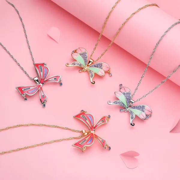 Zircon Butterfly Necklace Big Size Light Luxury Pandant Colorful Insect Dating Wedding Party Jewelry For Women Girls Gift - Image 19