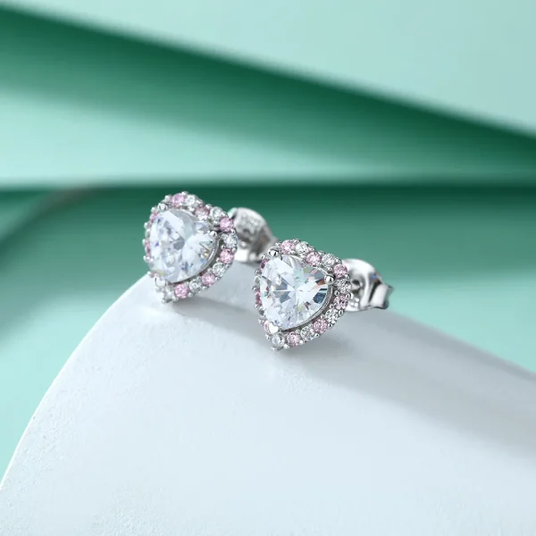FIRERING Pink Heart Moissanite Necklace Earring Set 2ct GRA Certificate Passed Diamond Test Women Jewelry Gift S925 Silver - Image 4