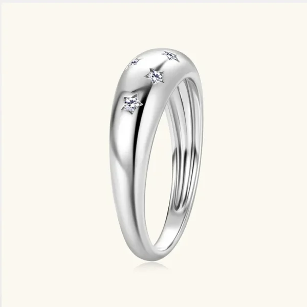 Women's Ring Bezel Setting Star Moissainte Rings 18K Gold Plated 925 Silver Band Fashion Party Daily Wear Jewelry New In - Image 13