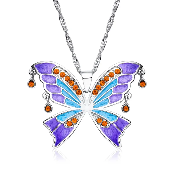 Zircon Butterfly Necklace Big Size Light Luxury Pandant Colorful Insect Dating Wedding Party Jewelry For Women Girls Gift - Image 16