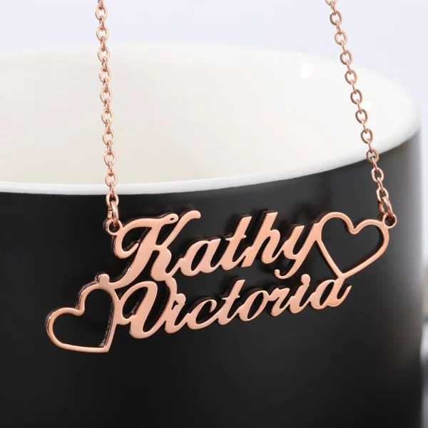 Personalized Custom Double Name Necklaces for Women Stainless Steel Couple Pendant Gold Color Chains Jewelry Valentines Day Gift - Image 2
