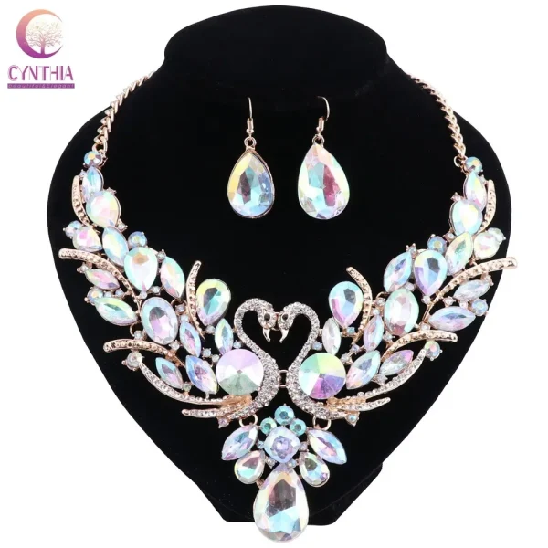 Fashion Nigerian Jewelry Set For Women Purple Tassel Earrings Necklace Set Banquet Dress Accessory Bridal Indian Jewellery - Image 15