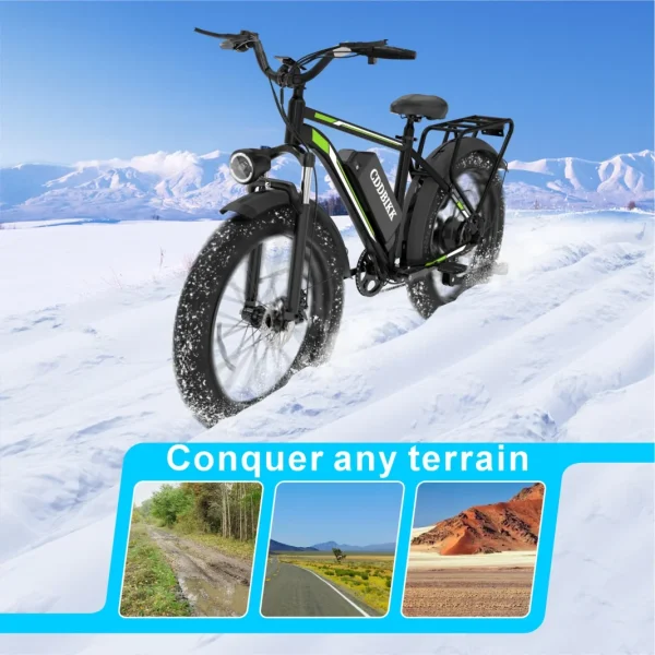 F26 off-road electric Bike hybrid 48V 1000W motor peak 1500W electric bicycle 18Ah large battery 26 inch Fat tires city E-Bike - Image 4