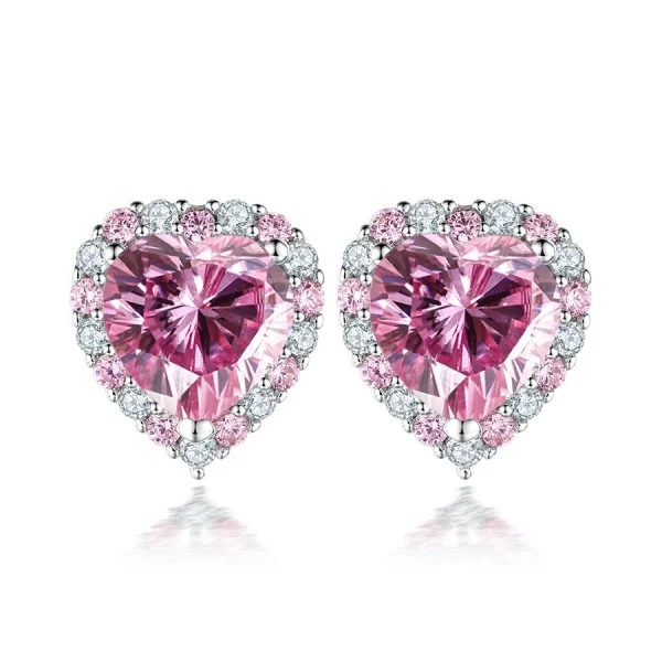 FIRERING Pink Heart Moissanite Necklace Earring Set 2ct GRA Certificate Passed Diamond Test Women Jewelry Gift S925 Silver - Image 2