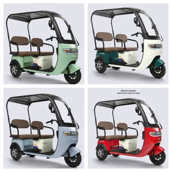 2025 Hot Selling Electric Tricycle for Family Use Open Body Rickshaw with Roof for Passenger and Cargo for Adults - Image 6