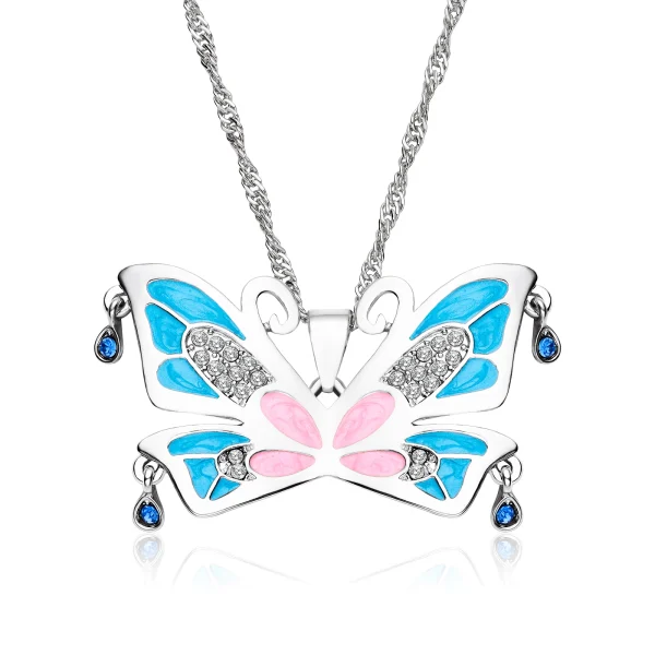 Zircon Butterfly Necklace Big Size Light Luxury Pandant Colorful Insect Dating Wedding Party Jewelry For Women Girls Gift - Image 9
