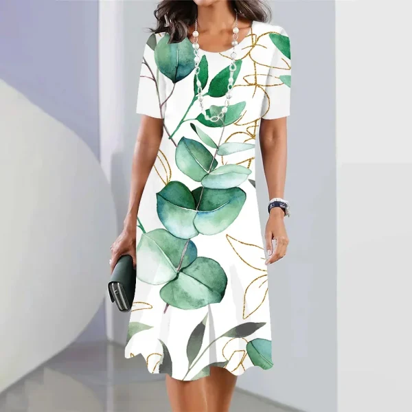 2024 New Botanical & Flower Print Women's Dresses Plus Size Elegant Long Dresses Female Women Clothing One-piece Dress - Image 7
