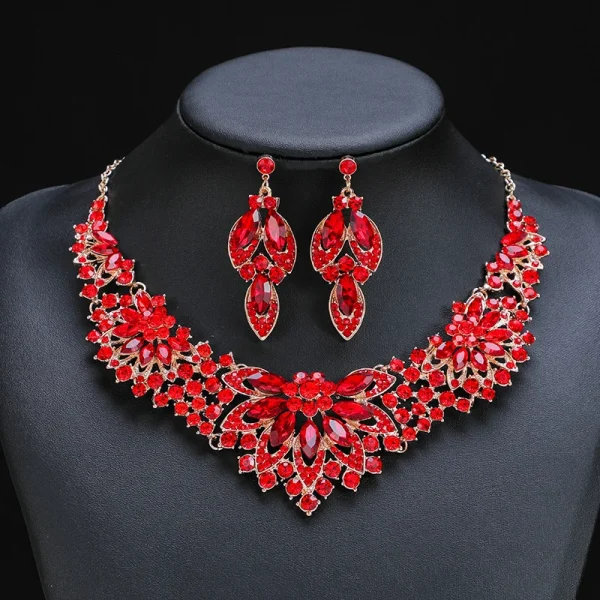 KMVEXO Exquisite Leaves Green Crystal Jewelry Sets For Women Wedding Party Jewelry Accessories Stud Earrings & Necklace Set Gift - Image 15