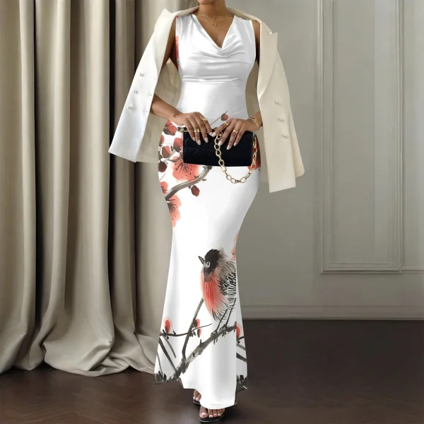 Womens Sexy Casual Dresses Colorful Geometric Off-Shoulder Maxi Dress  Artistic Party Evening Resortwear Swing Neck Dress - Image 15