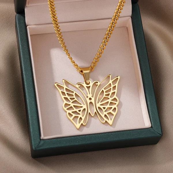Stainless Steel Butterfly Pendants Necklaces for Women Goth Fashion Gold Color Choker Necklace Aesthetic Wedding Jewelry Gift - Image 6
