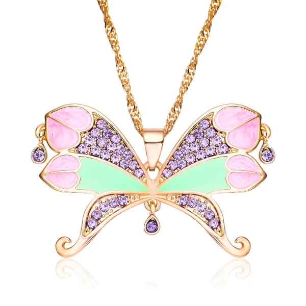 Zircon Butterfly Necklace Big Size Light Luxury Pandant Colorful Insect Dating Wedding Party Jewelry For Women Girls Gift - Image 14