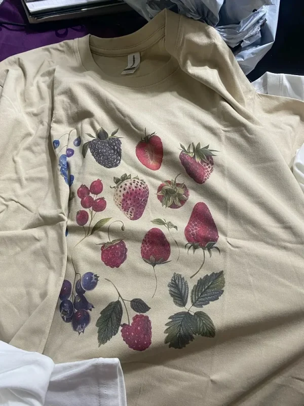 Aesthetic Fruit Berry Species Graphic T-shirt Fashion Cotton Tee Fruit Lover Blueberry Shirt with Cute Strawberry Cute Berry Top - Image 3