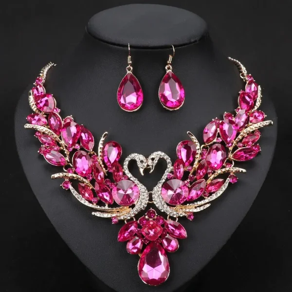 Fashion Nigerian Jewelry Set For Women Purple Tassel Earrings Necklace Set Banquet Dress Accessory Bridal Indian Jewellery - Image 16