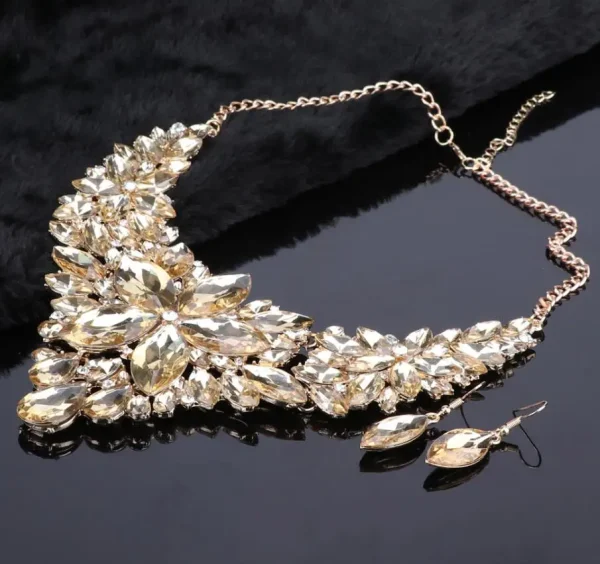 Fashion Crystal Jewelry Sets Bridal Necklace Earrings Sets Wedding Party Jewelery Dress Jewellery Decoration Accessories - Image 9