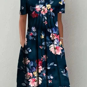 Fashion Elegant Women Dress Loose Casual Dress Women Printed Dress New Temperament