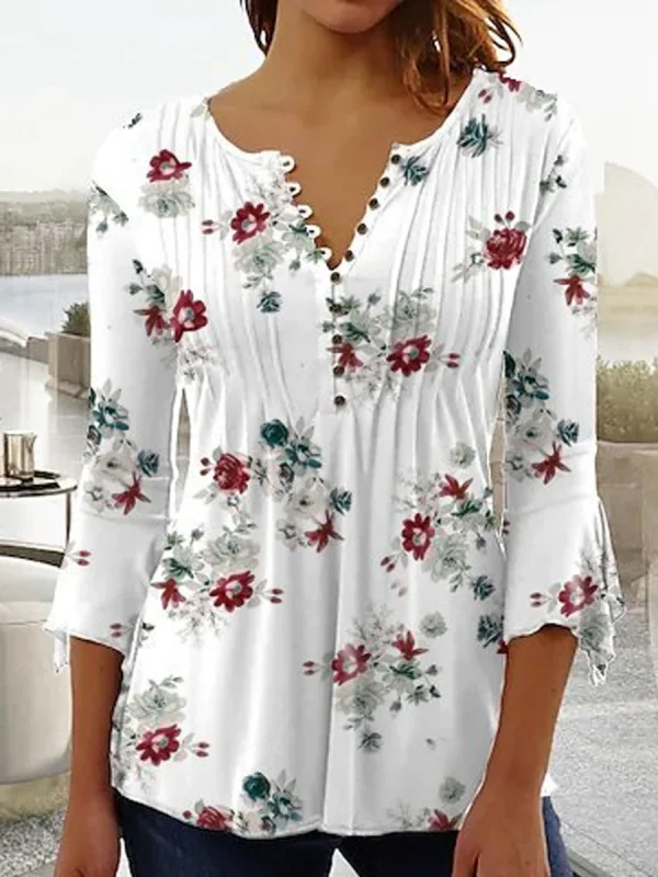 Fashion women shirt Casual loose long-sleeved shirt women Elegant printed temperament tops Women - Image 2