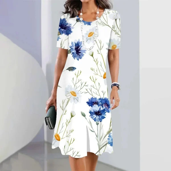 2024 New Botanical & Flower Print Women's Dresses Plus Size Elegant Long Dresses Female Women Clothing One-piece Dress - Image 21