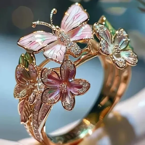 Aesthetic Butterfly Flower Ring for Women Luxury Rhinestone Stylish Opening Ring Non-fading Wedding Party Jewelry Fashion Gifts - Image 12