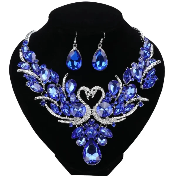 Fashion Nigerian Jewelry Set For Women Purple Tassel Earrings Necklace Set Banquet Dress Accessory Bridal Indian Jewellery - Image 3