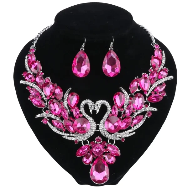 Fashion Nigerian Jewelry Set For Women Purple Tassel Earrings Necklace Set Banquet Dress Accessory Bridal Indian Jewellery - Image 2