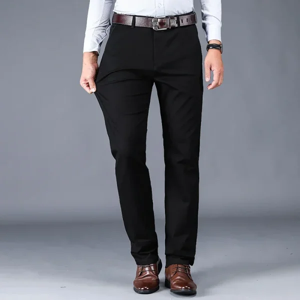 2024 New 98% Cotton Casual Pants Men's Clothing Classic Straight Loose High Waist Elastic Trousers Male Brand Clothes - Image 5