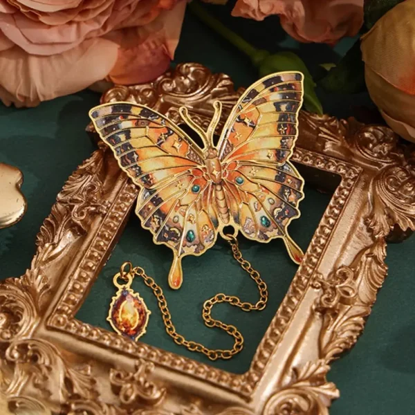 Retro Metal Butterfly Bookmark Pendant Student Gift Metal Bookmark School Office Supplies Stationery Book Page Clip Teacher - Image 2