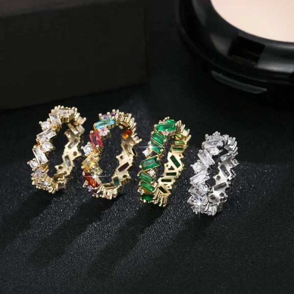 Fashion Luxury Charm CZ Zirconia Eternity Wedding Engagement Finger Rings for Women Green Multicolor Crystal Jewelry - Image 33