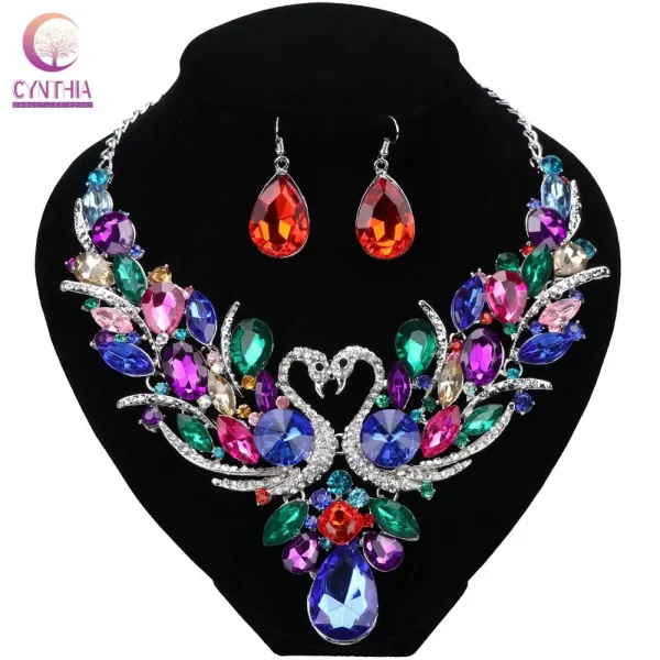 Fashion Nigerian Jewelry Set For Women Purple Tassel Earrings Necklace Set Banquet Dress Accessory Bridal Indian Jewellery - Image 14