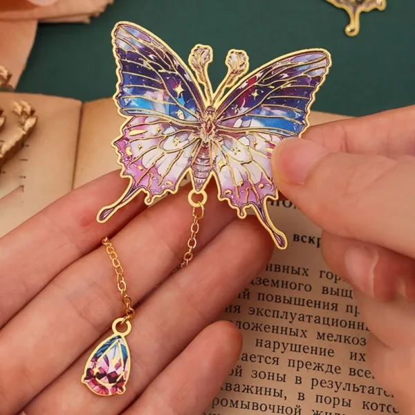 Retro Metal Butterfly Bookmark Pendant Student Gift Metal Bookmark School Office Supplies Stationery Book Page Clip Teacher - Image 3