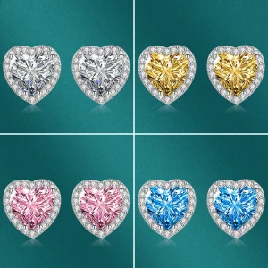 Heart-shaped Moissanite 925 silver jewelry earrings for woman Luxury Fashion jewellery woman 2025 new products Banquet jewelry