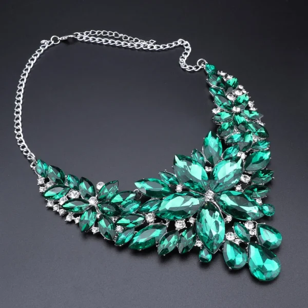 New Arrival Indian Bridal Jewelry Sets Wedding Party Costume Jewellery Womens Fashion Gifts Green Crystal Necklace Earrings Sets - Image 4