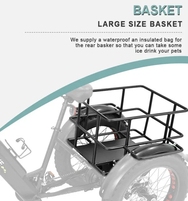 Factory Hot Sales Electric Tricycle 7 Speed Electric Bike 3 Wheels Ebike 48V Voltage 500W 750W Motor Electric Cargo Bike - Image 11