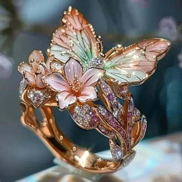 Aesthetic Butterfly Flower Ring for Women Luxury Rhinestone Stylish Opening Ring Non-fading Wedding Party Jewelry Fashion Gifts - Image 10