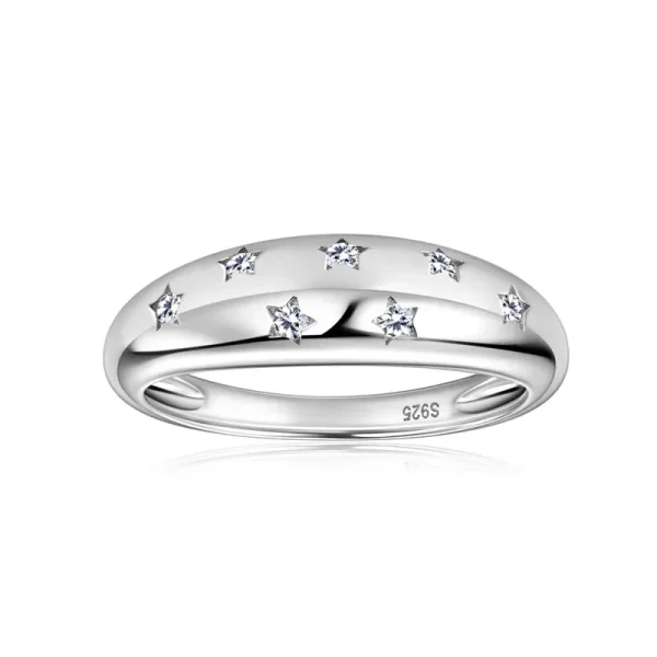 Women's Ring Bezel Setting Star Moissainte Rings 18K Gold Plated 925 Silver Band Fashion Party Daily Wear Jewelry New In - Image 14