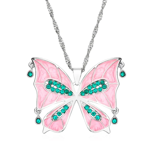 Zircon Butterfly Necklace Big Size Light Luxury Pandant Colorful Insect Dating Wedding Party Jewelry For Women Girls Gift - Image 8