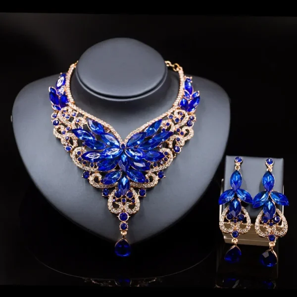 Fashion crystal-jewelry kolye vintage crystal jewelry Flower Statement Necklace earings For Women nigerian wedding african - Image 5