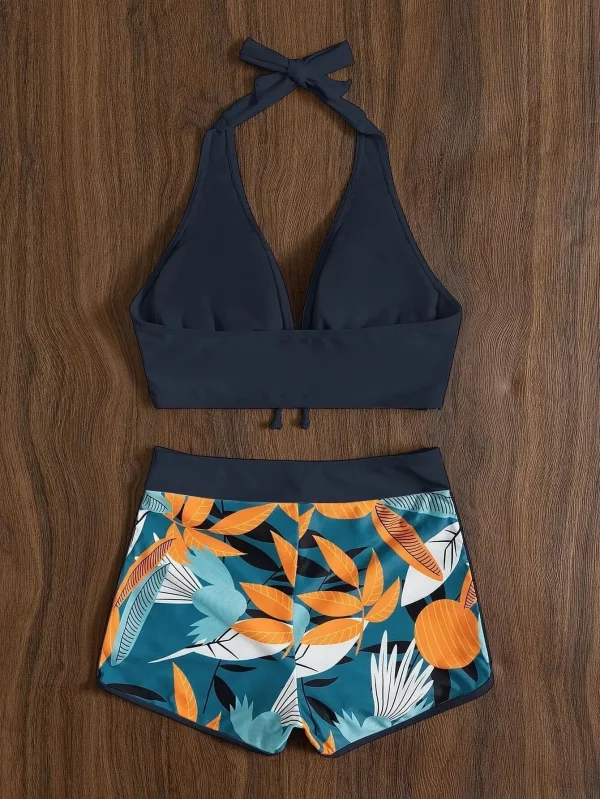 Fashion Printed Swimsuit Women Spliced Lace Up Sporty Surfing Bikini Set Bathing Suit Beachwear Swimwear Female Swimming Suits - Image 19