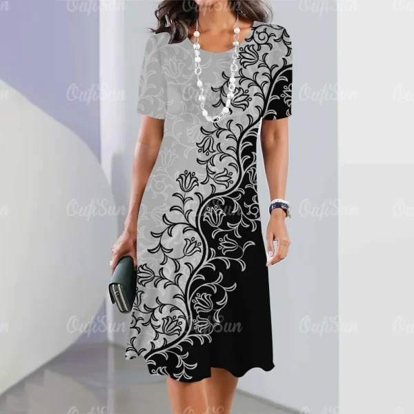 New Women's Vintage Dress Lace Printed Elegant Casual Short Sleeve Dress Y2k Fashion Plus Size Women's 2023 Women's Dresses - Image 21