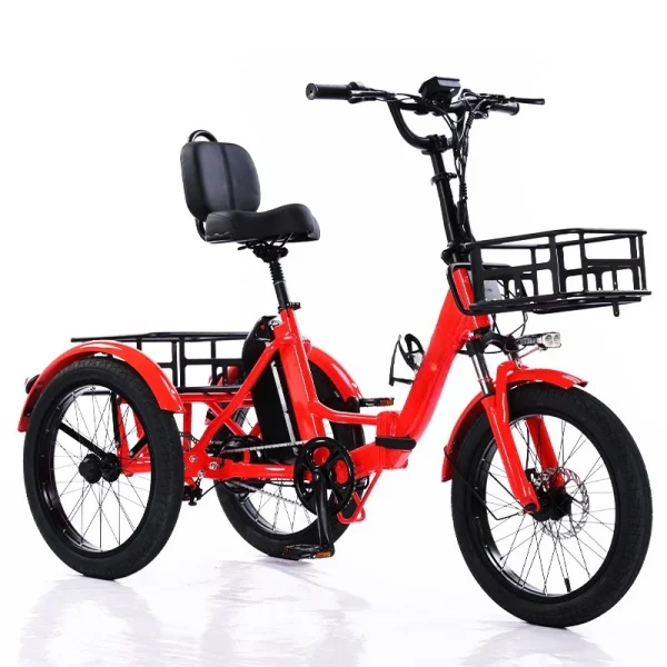 Russian folding tricycle 20-inch fat tire pedal power electric tricycle thick tire snow lithium battery - Image 4