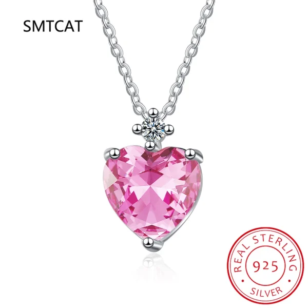 925 Sterling Silver 4 Carat D Color Heart Moissanite Pendant Necklace For Women Sparkling Pink Gemstone Party Fine Jewelry - Image 10