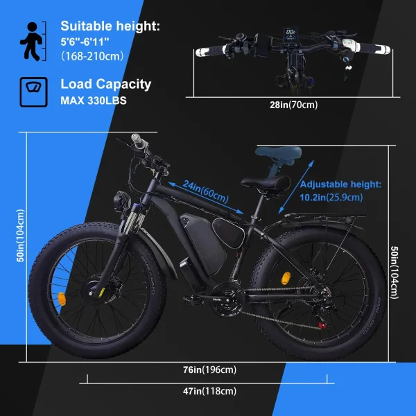US Warehouse Popular SMLRO XDC600 PLUS AWD Electric Bike 1000W 2000W 48V 52V 26" Motor Bike Fat Tire Mountain Snow Bicycle Ebike - Image 18