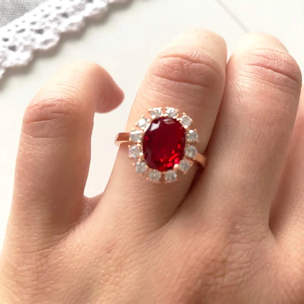 Classic Red Crystal Wedding Rings for Women Bridal Beautiful Rose Gold Color Zirconia Engagement Ring Fashion Jewelry R187 - Image 7