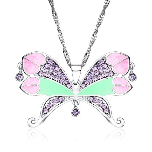 Zircon Butterfly Necklace Big Size Light Luxury Pandant Colorful Insect Dating Wedding Party Jewelry For Women Girls Gift - Image 15