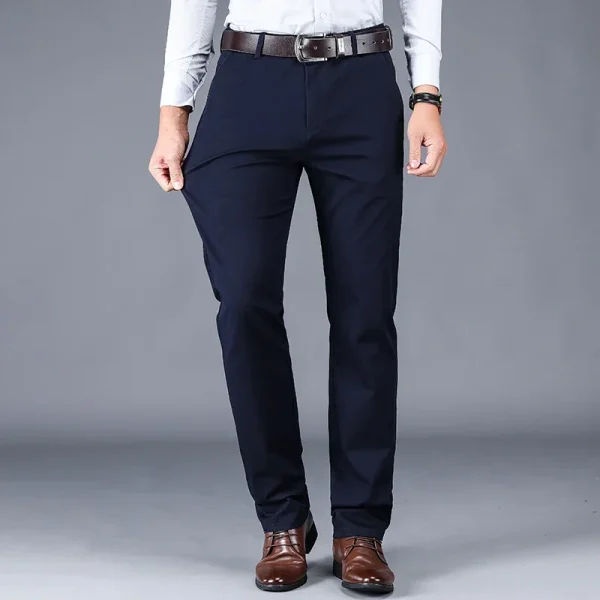 2024 New 98% Cotton Casual Pants Men's Clothing Classic Straight Loose High Waist Elastic Trousers Male Brand Clothes - Image 4