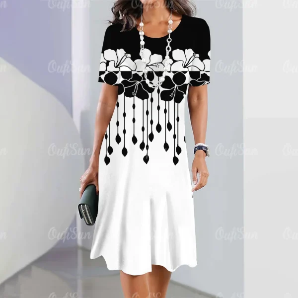 New Women's Vintage Dress Lace Printed Elegant Casual Short Sleeve Dress Y2k Fashion Plus Size Women's 2023 Women's Dresses - Image 23