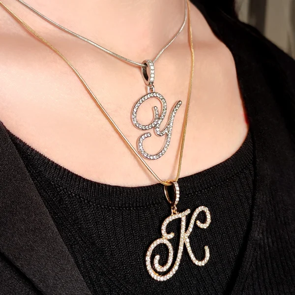 Flatfoosie New A-Z Cursive Initial Letter Name Pendant Necklace For Women Simple Rope Chain Letter Necklace Fashion Jewelry Gift - Image 9