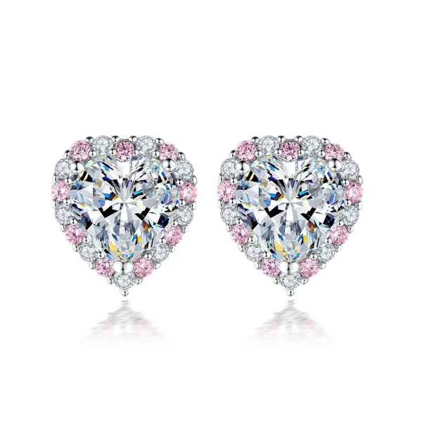 FIRERING Pink Heart Moissanite Necklace Earring Set 2ct GRA Certificate Passed Diamond Test Women Jewelry Gift S925 Silver - Image 7