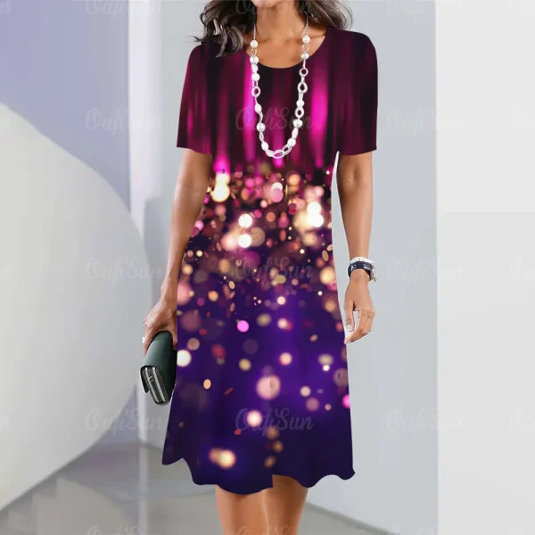 2024 New Women's Dresses Sequin Print Elegant & Beautiful Midi Dresses Plus Size Female Summer One-piece Dress Free Shipping - Image 7
