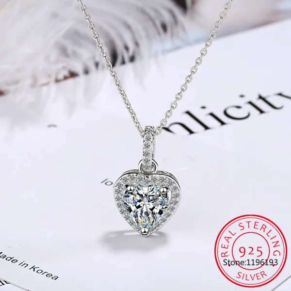 925 Sterling Silver 4 Carat D Color Heart Moissanite Pendant Necklace For Women Sparkling Pink Gemstone Party Fine Jewelry - Image 17